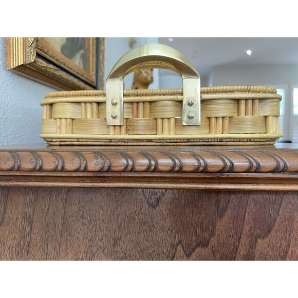 Vintage Ralph Lauren Rattan Reed Tray Brass Handles - Picture 10 of 15